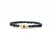 Ashley Gold Stainless Steel Gold Plated Colorful Genuine Stone Evil Eye Stretch Beaded Bracelet