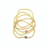 Ashley Gold Stainless Steel Gold Plated Center Enamel Evil Eye Stretch Beaded Bracelet