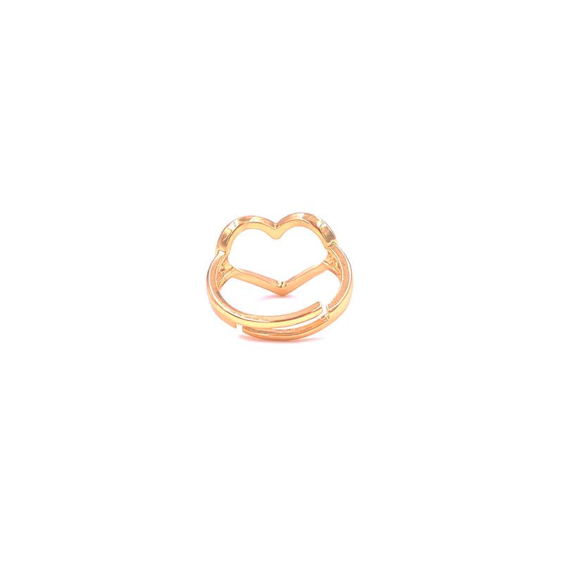 Ashley Gold Stainless Steel Gold Plated Open Heart Adjustable Ring