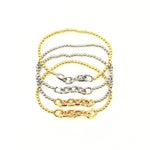 Ashley Gold Stainless Steel Cable Chain Stretch Beaded Bracelet