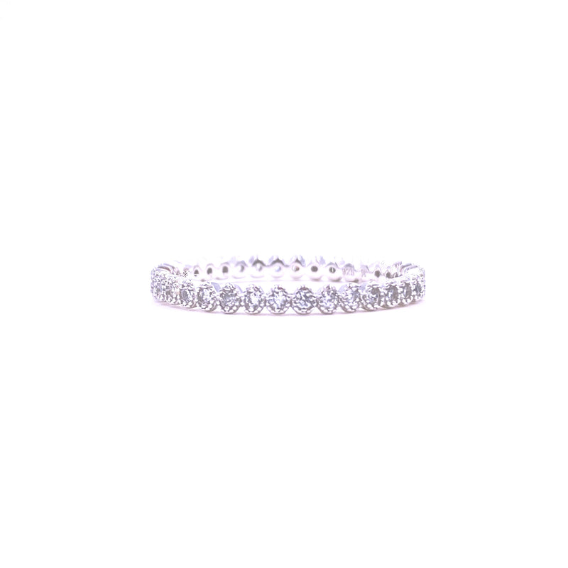 Ashley Gold Sterling Silver Small CZ Bezel Set Band Ring