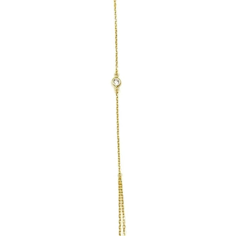 Ashley Gold Sterling Silver Gold Plated Single Bezel Set CZ Hand Chain Bracelet