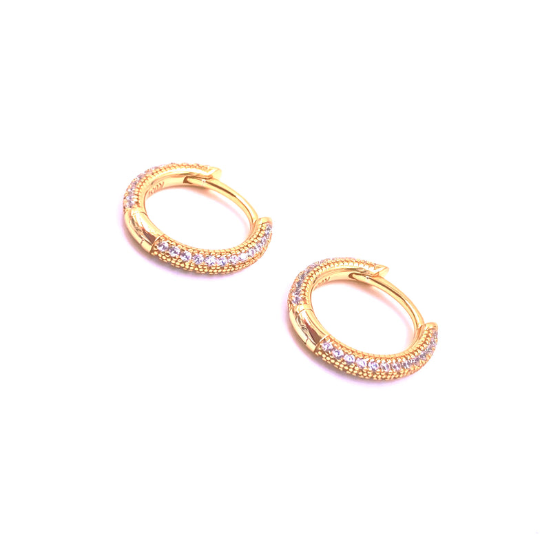 Ashley Gold Sterling Silver Gold Plated .5" Double Sided CZ Hoop Earrings