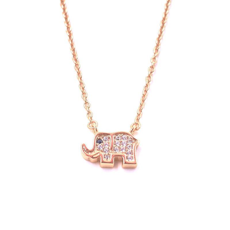 Ashley Gold Sterling Silver Mini CZ Elephant Pendant Necklace