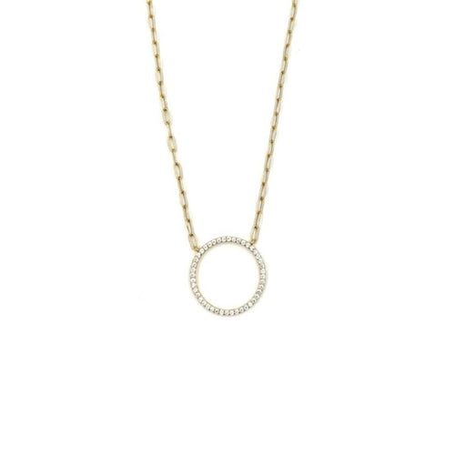 Ashley Gold Sterling Silver Open CZ Eternity Circle Link Necklace