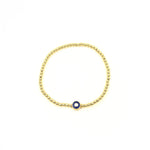 Ashley Gold Stainless Steel Gold Plated Center Enamel Evil Eye Stretch Beaded Bracelet