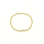 Ashley Gold Stainless Steel Gold Plated Center Enamel Evil Eye Stretch Beaded Bracelet