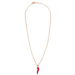 Ashley Gold Stainless Steel Gold Plated Red Enamel Horn Charm Necklace