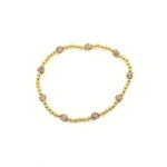 Ashley Gold Stainless Steel Gold Plated Spaced Out 9 CZ Covered Beads Stretch Bracelet