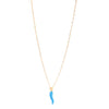 Ashley Gold Stainless Steel Gold Plated Turquoise Enamel Horn Charm Necklace