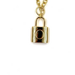 Ashley Gold Stainless Steel Gold Plated Large Lock Necklace