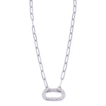 Ashley Gold Stainless Steel Large Open CZ Rectangle Lock Link Necklace
