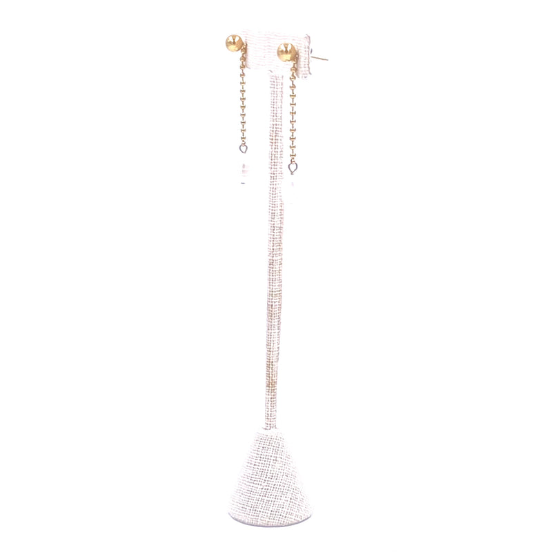 Ashley Gold Stainless Steel Single Drop Fresh Water Pearl Design Stud Earrings