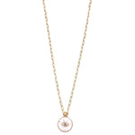 Ashley Gold Stainless Steel Gold Plated White Opal Disc Evil Eye Necklace