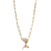 Ashley Gold Stainless Steel Gold Plated CZ Lobster Clasp Detachable 3 Charm Necklace
