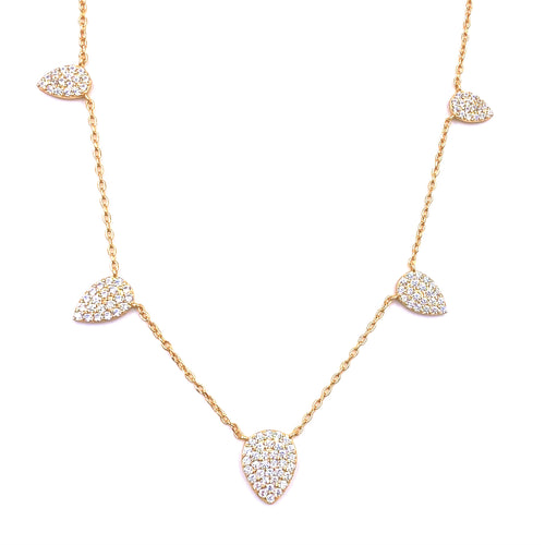 Ashley Gold Sterling Silver Gold Plated 5 CZ Spike Necklace