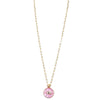 Ashley Gold Stainless Steel Gold Plated Pink Opal Disc Evil Eye Necklace