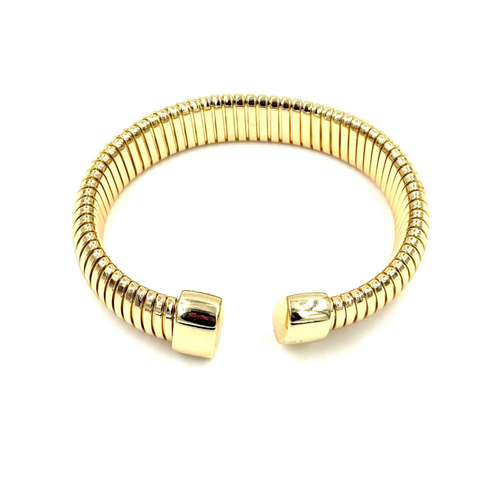 Ashley Gold Stainless Steel Gold Plated Open End Plain Slinky Bangle Bracelet