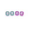 Ashley Gold Stainless Sterling Silver Colored CZ Halo Set Stud Earrings