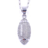 Ashley Gold Stainless Steel CZ Football Charm Necklace