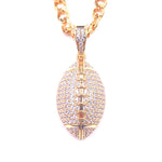 Ashley Gold Stainless Steel Gold Plated CZ Floating Football Charm Necklace