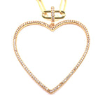 Ashley Gold Stainless Steel Gold Plated Large CZ Hollow Heart Necklace