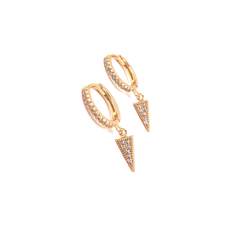 Ashley Gold Sterling Silver Gold Plated Mini CZ Spike Hoop Earrings
