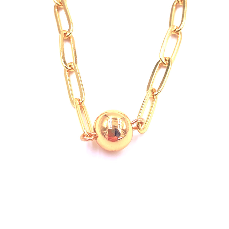 Ashley Gold Stainless Steel Single Ball Design Necklace