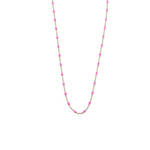 Ashley Gold Sterling Silver Ball Design Chain And Pink Enamel Necklace