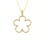 Ashley Gold Stainless Steel Gold Plated Open CZ Flower Pendant Long Necklace