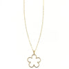 Ashley Gold Stainless Steel Gold Plated Open CZ Flower Pendant Long Necklace