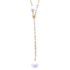 Ashley Gold Stainless Steel Pearl Link Lariat Necklace