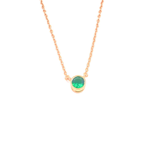 Ashley Gold Sterling Silver Gold Plated Green CZ Pendant Necklace