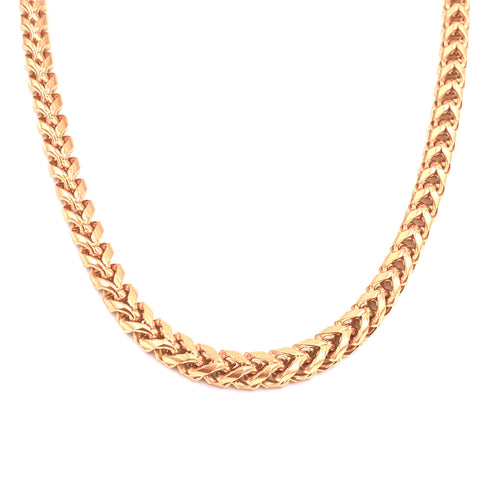 Ashley Gold Stainless Steel Gold Plated Wheat Chain Link Men's Necklace