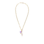 Ashley Gold Stainless Steel Gold Plated Double Charm CZ Necklace