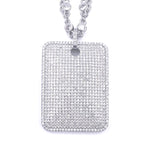 Ashley Gold Stainless Steel Gunmetal Steel Double CZ Link Necklace With CZ ID Pendant Necklace