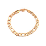 Ashley Gold Stainless Steel Gold Plated Faceted Figaro Men's Bracelet