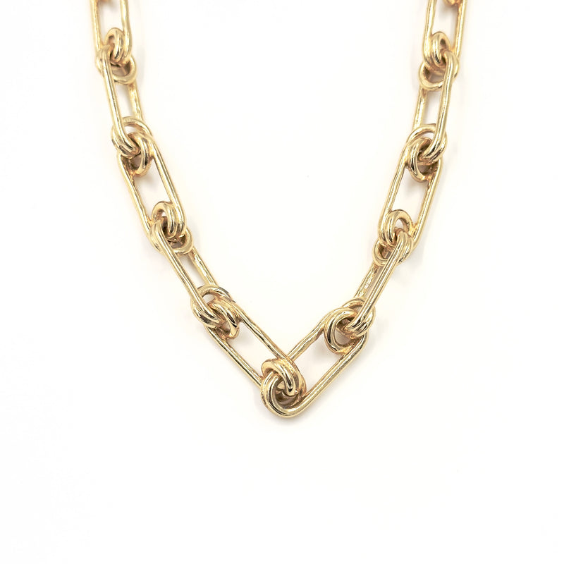 Ashley Gold Stainless Steel Gold Plated Spring Design Link Chain Necklace