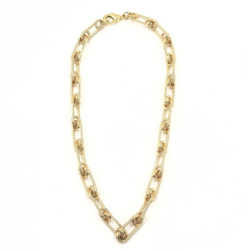 Ashley Gold Stainless Steel Gold Plated Spring Design Link Chain Necklace