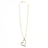 Ashley Gold Stainless Steel Gold Plated CZ Open Heart Pendant Long Necklace