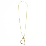 Ashley Gold Stainless Steel Gold Plated CZ Open Heart Pendant Long Necklace