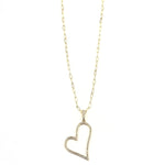 Ashley Gold Stainless Steel Gold Plated CZ Open Heart Pendant Long Necklace