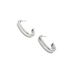 Ashley Gold Stainless Steel Ribbed Half Oval Hoop Earrings