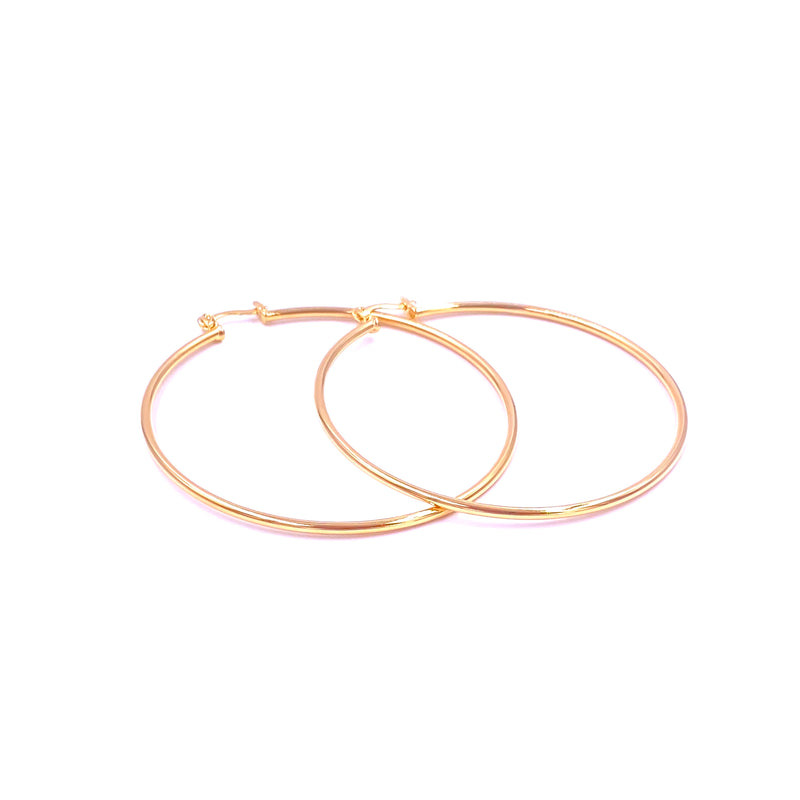 Ashley Gold Stainless Steel Gold Plated 2" Hoop Earrings