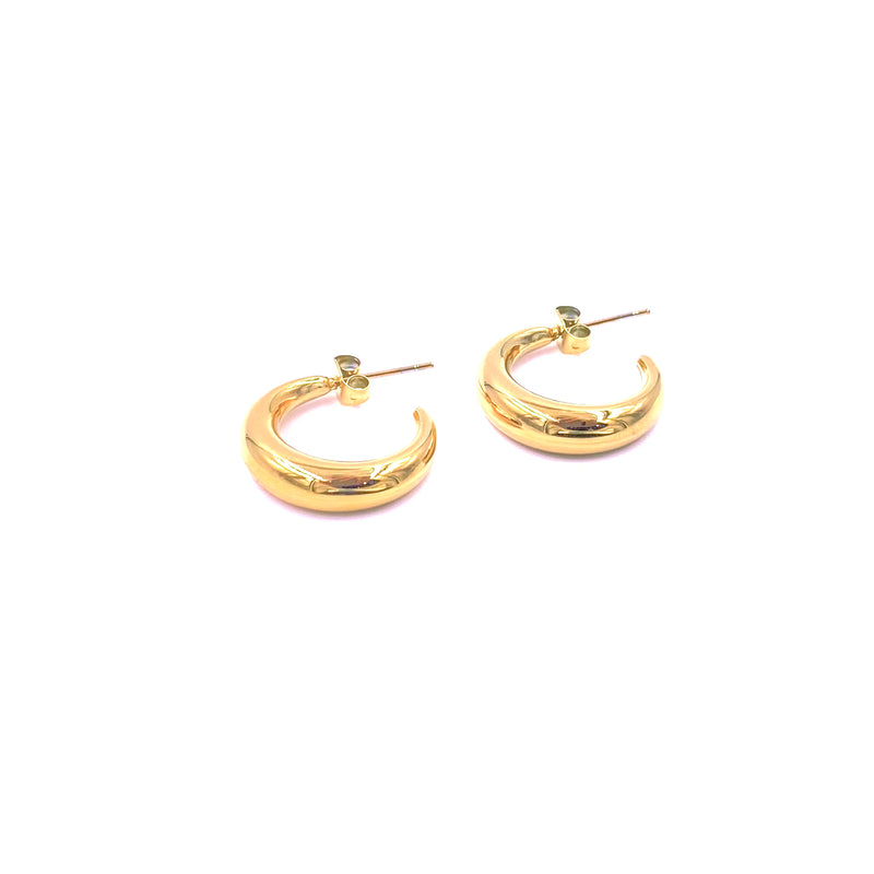 Ashley Gold Stainless Steel Gold Plated Moon Design Open Back Hoop Earrings
