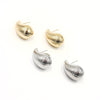 Ashley Gold Stainless Steel Ribbed Puff Tear Drop Stud Earrings