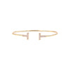 Ashley Gold Stainless Steel Gold Plated CZ T Design Bangle Bracelet