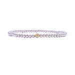 Ashley Gold Stainless Steel Gold Plated 3mm Single CZ Ball Stretch Beaded Bracelet