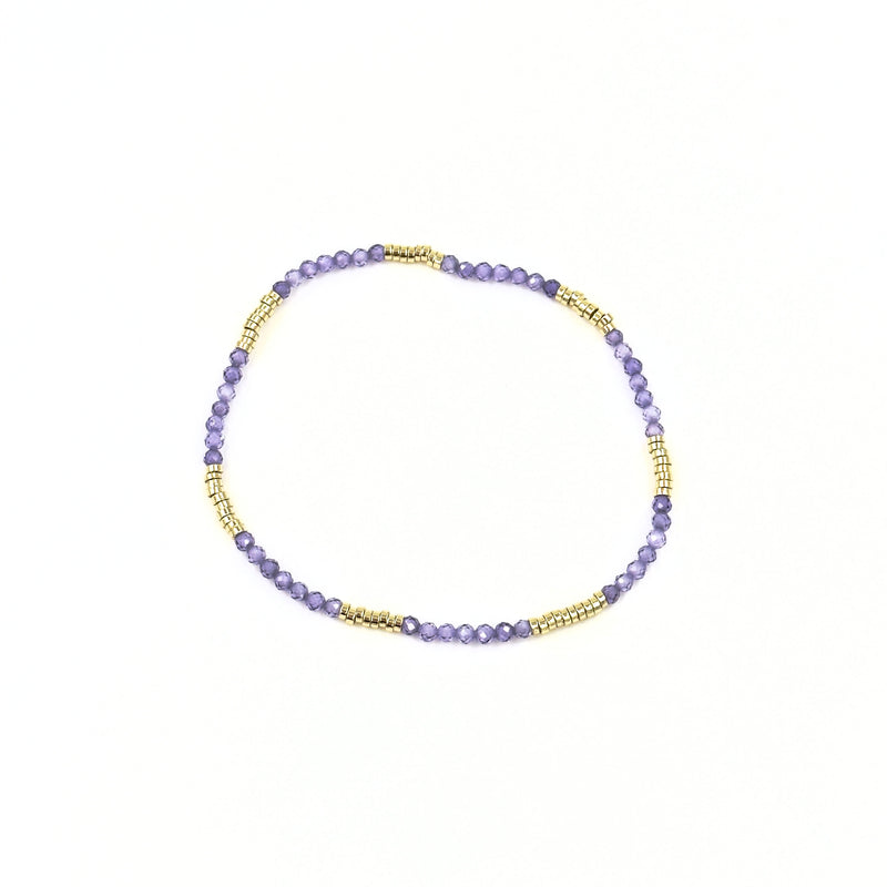 Ashley Gold Stainless Steel Gold Plated Alternate Semi Precious Stone Beaded Stretch Bracelet