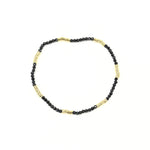 Ashley Gold Stainless Steel Gold Plated Alternate Semi Precious Stone Beaded Stretch Bracelet